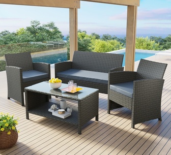 Anda 4 Piece Dark Grey Outdoor Lounge Set