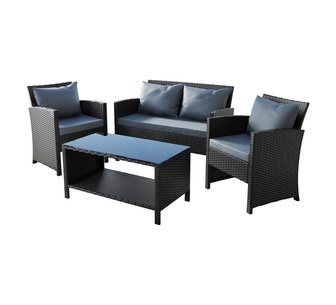 Anda 4 Piece Black Outdoor Bistro Set with Cushion