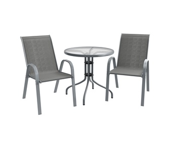 Andromeda 3 Piece Round Grey Outdoor Bistro Set