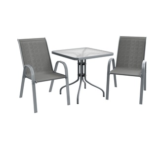 Andromeda 3 Piece Square Grey Outdoor Bistro Set