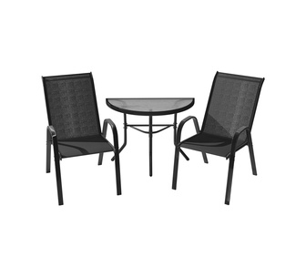 Andromeda 3 Piece Semi Circle Black Outdoor Bistro Set