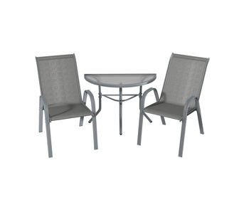 Andromeda 3 Piece Semi Circle Grey Outdoor Bistro Set