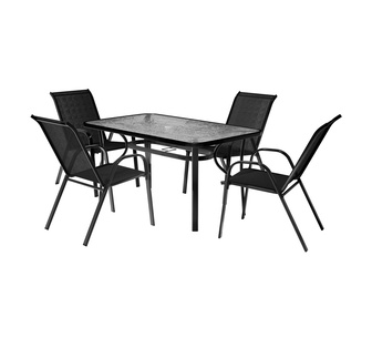 Andrada 120cm 5 Piece Rectangular Black Outdoor Dining Set