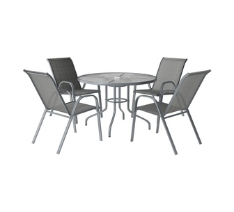 Andrada 90cm 5 Piece Round Grey Outdoor Dining Set