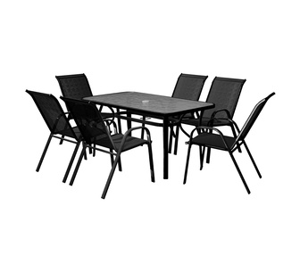 Andrada 120cm 7 Piece Rectangular Black Outdoor Dining Set