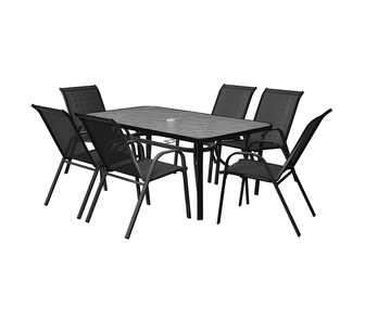 Andrada 140cm 7 Piece Rectangular Black Outdoor Dining Set