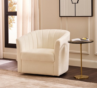 Aniana Ivory Fabric Swivel Armchair