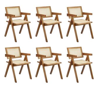 Set of 6 Annie Rattan Dining Chairs Walnut