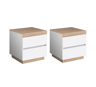 Set of 2 Anthony Wood & White Bedside Table