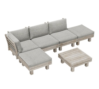 Aespa 6 Piece Grey Beige Outdoor Lounge Setting