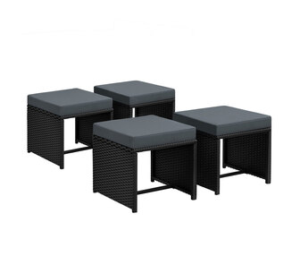 Set of 4 Apol Black Outdoor Dining Ottoman