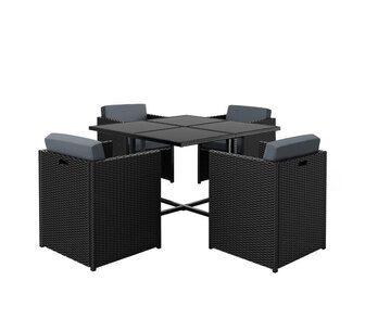 Apol 5 Piece Black Outdoor Dining Table and Chair Set