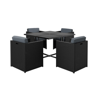 Apol 5 Piece Black Outdoor Dining Table and Chair Set