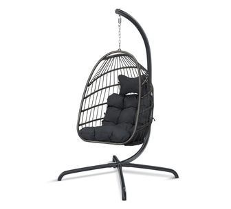 Appa 1 Seater Dark Grey Outdoor Hanging Egg Chair with Stand