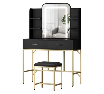 Aqua Black Dressing Table Set with LED