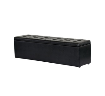 Aramin Black PU Rectangle Storage Ottoman