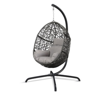 Arca 1 Seater Light Grey Outdoor Hanging Egg Chair with Stan