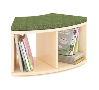 Jooyes Puzzle Kids Arc Book Storage Bench with Cushion Oak