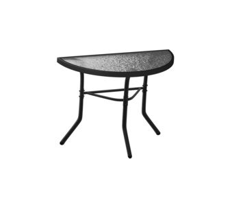 Areena 70cm Semi Circle Black Glass Metal Outdoor Side Table