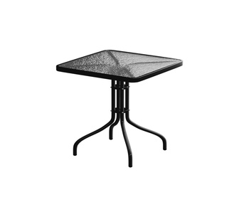 Areena 60cm Square Black Glass Metal Outdoor Side Table
