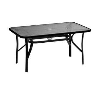 Areena 120x70cm Black Glass Metal Outdoor Dining Table
