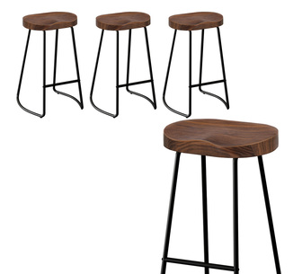 Set of 4 Elario 75cm Dark Wood Bar Stools