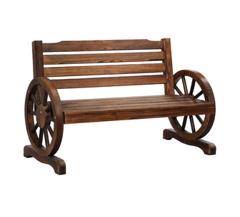Arlan 2 Seater Charcoal Wooden Wagon Wheel Outdoor Bench