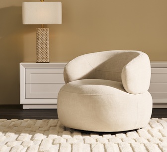 Arthy Natural Chenille Swivel Armchair