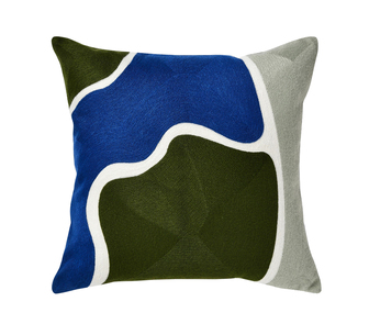Artwave 45x45cm Blue Green Embroidered Cotton Cushion