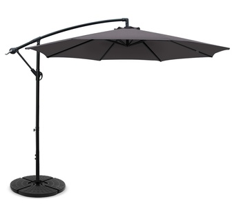 Aarush 3m Charcoal Outdoor Cantilever Umbrella w/ Base