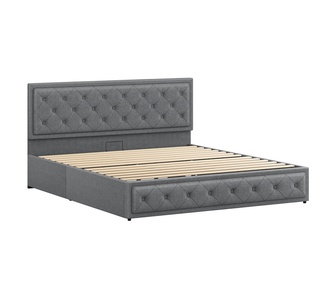 Arvin King Grey Fabric Gas Lift Bed Frame