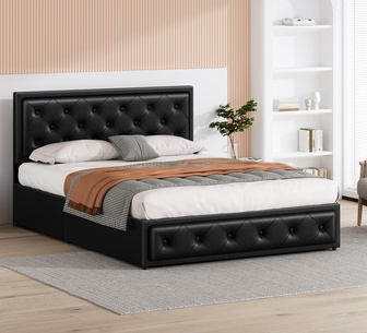 Arvin King Black PU Gas Lift Bed Frame