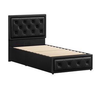 Arvin Single Black PU Gas Lift Bed Frame