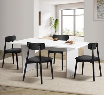 Arvel 4 Seater Dining Set White/Black