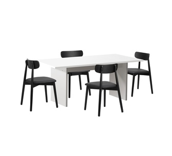 Arvel 4 Seater Dining Set White/Black