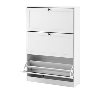 Arwina 3 Drawer Flip White Shoe Cabinet