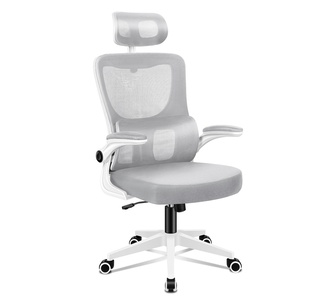 Caseth Grey & White Mesh Office Chair