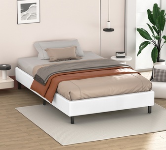 Ashe Single White PU Bed Base