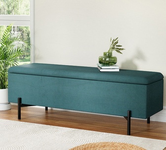 Ashwin Green Rectangle Storage Ottoman