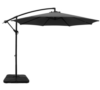 Aarush 3m Charcoal Outdoor Cantilever Umbrella w/Base