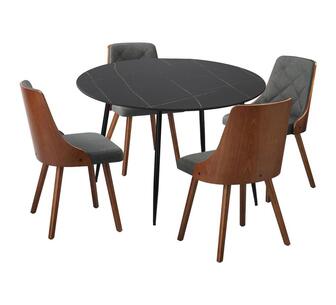 Atchison 4-Seater Dining Table and Chairs Set Black