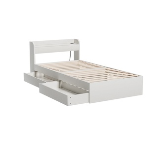 Auladia Single White Bed Frame with Storage & Charging Port