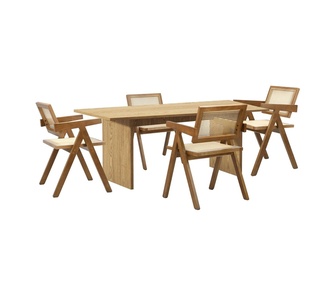 Aurell 4 Seater Dining Set Walnut