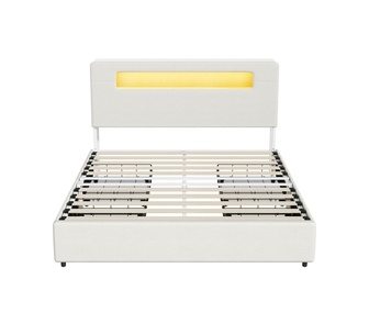 Javier LED Storage Bed Frame with Charging White Queen