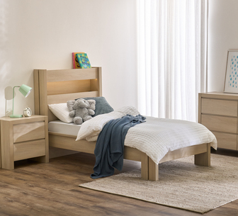 ALTINO BED SINGLE LED LIGHT OAK