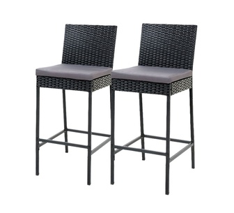 Axil 2 Piece Black Rattan Outdoor Bar Stools