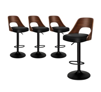 Set of 4 Aylan Black Brown Bar Stools