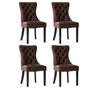 Set of 4 Aylin Brown PU Dining Chairs