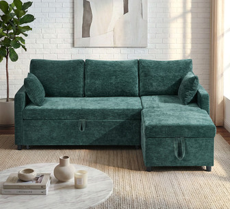 Ayrish 3 Seater Dark Green Modular Sofa Bed with Left-Right