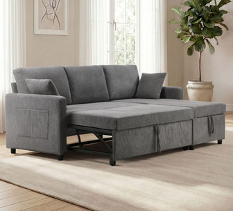 Ayrish 3 Seater Grey Modular Sofa Bed with Left/Right Chaise